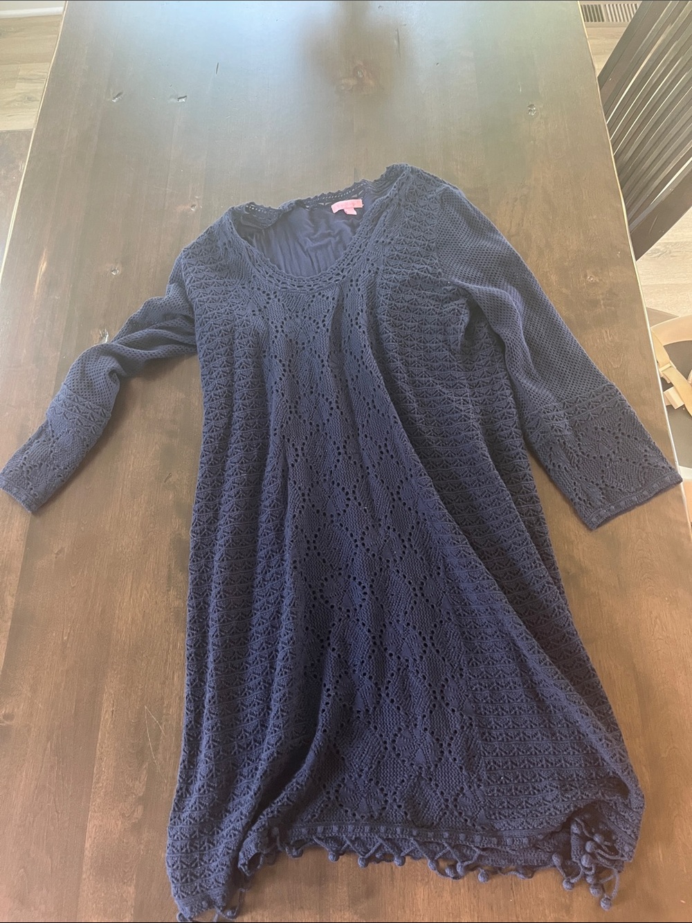 Women’s Navy Crochet Knit Sweater Dress Lilly Pulitzer, XL